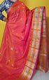 Orange Pure Venkatagiri Handloom Cotton Silk Saree with Zari Border
